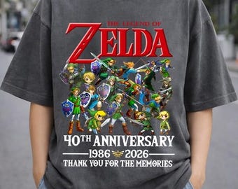 40th Anniversary Legend Of Zelda Shirt, Retro Legend of Zelda Shirt, Zelda Character Shirt, Zelda Graphic T-Shirt, Video Game Shirt Gift