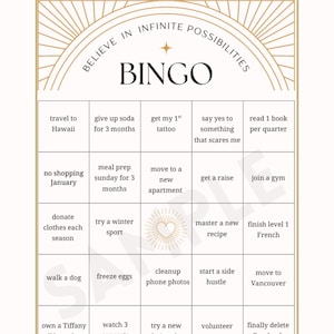 2026 Vision Board Bingo Card | New Year’s Resolutions | Goal Setting Printable | Fun & Motivational Digital Download [Print PDF/Canva Edit]