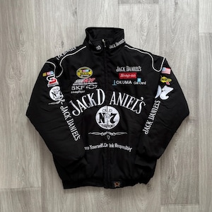 Bestickte Jack Daniel's Vintage Racing Bomberjacke, Motorsport Streetwear, F1