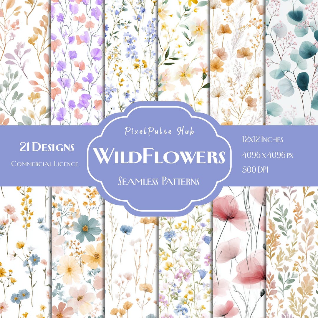 Wildflowers Pastels Seamless Pattern | Boho Flowers | Pastel Floral ...