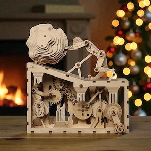 Sisyphus Automaton Kit, DIY Holzpuzzle, Kinetische Bewegliche Skulptur, Mechanisches Kunst Modell