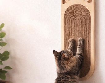 Handmade Natural Cat Scratcher |  Wood & Jute | Cat-Shaped Sisal Scratching Board - 40 cm