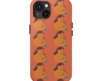 Mother's Hug Illustration Phone Case | Mom and Infant Pattern, Nursing Theme