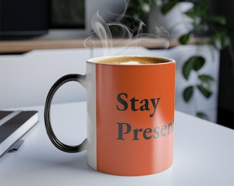 Script Text Color Morphing Mug, 11oz | Orange Reveal, Heat Sensitive