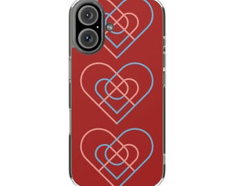 Geometric Overlapping Hearts Phone Case | Magnetic Clear Case