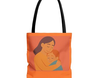 Mother's Love Tote Bag | Illustrated Mom Hug Design