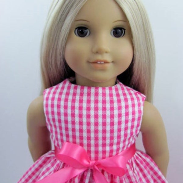 Hot Pink Gingham Doll Dress and Sash for the American Girl Doll