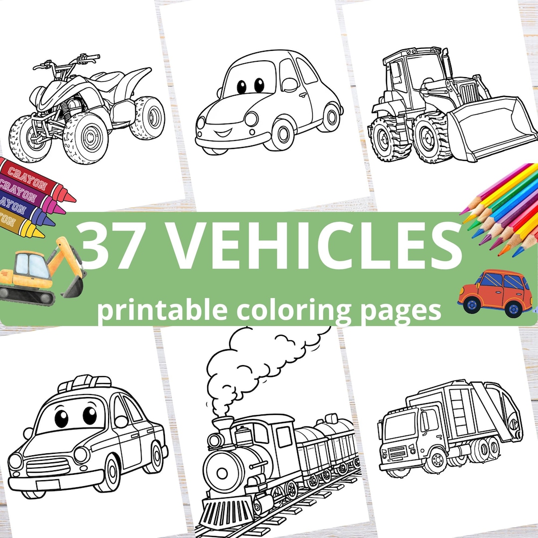 37 Vehicles Coloring Pages for Kids, Printable Transportation Activity ...