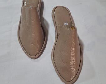 Babouches marocaines en cuir faites main, chaussons femme , chaussures marocaines traditionnelles, confortables, idée cadeau