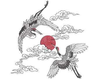 Cranes Embroidery Design