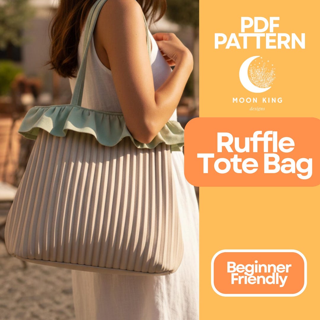 Ruffle Tote Bag Sewing Pattern, Easy Shoulder Bag PDF, DIY Ruffled ...