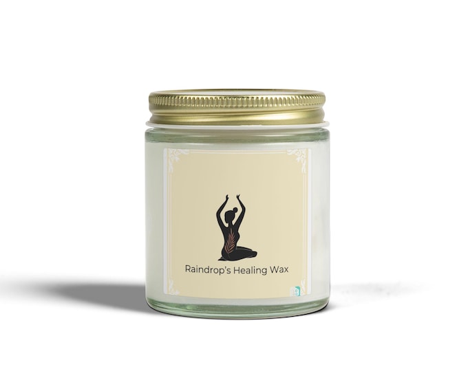 Coconut Apricot Scented Candle 4oz 9oz | Soy Wax Jar, Raindrop's Healing Wax