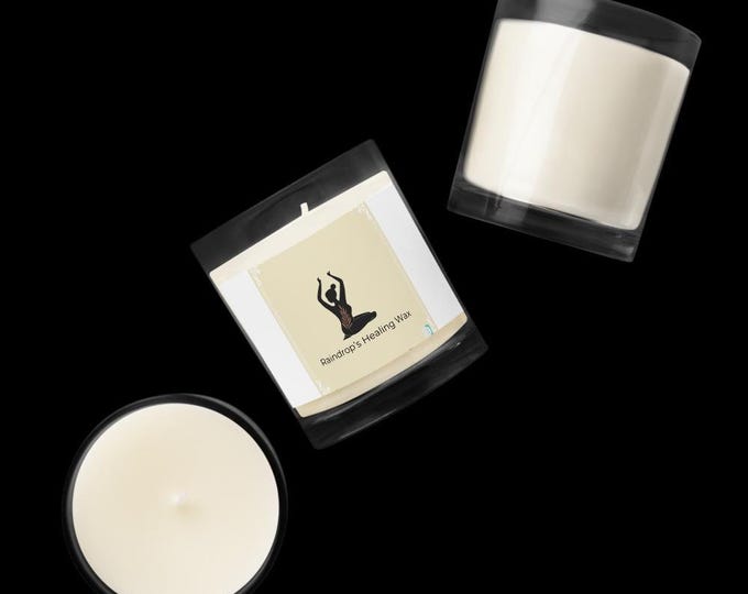 Yoga Silhouette Raindrop's Healing Wax Candle | 14oz Scented Soy, Engraved