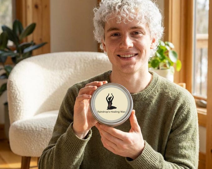 Raindrop's Healing Wax Candle | 14oz Scented Soy, Engraved Jar