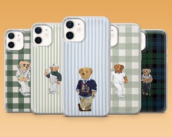 Custodia per telefono Polo Bear, motivo Teddy, alla moda, per iPhone 17Pro, 16, 15, 14, 13, 12, Samsung S26, S25, S24, S23Fe, A16, A56, Pixel 10, 9Pro