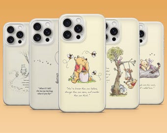 Winnie Pooh Quote Coque de portable ours Disney Esthétique Cover pour iPhone 17Pro, 17e, 16, 15, 14, 13, Samsung S26, S25, S24, A56, A16, Pixel 10a 9