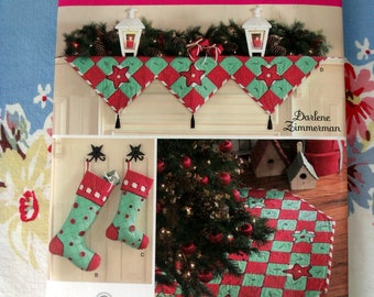 Simplicity 3567 Christmas Crafts Sewing Pattern Mantel Scarf Stockings Tree Skirt Handmade Gifts OOAK New Factory Folded