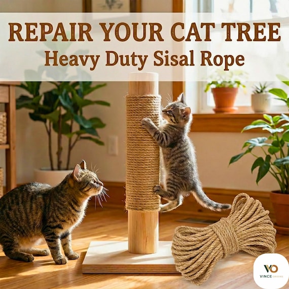Natural Sisal Rope for Cat Tree Repair  Heavy Duty Scratching Post  Replacement DIY Supply