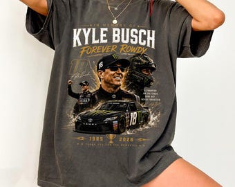 Vintage Kyle Busch Forever Rowdy comfort kleuren shirt, 18 Racing Rowdy Busch grafisch T-shirt, voorraad auto fan cadeau, eerbetoon Kyle Racing fan T-shirt