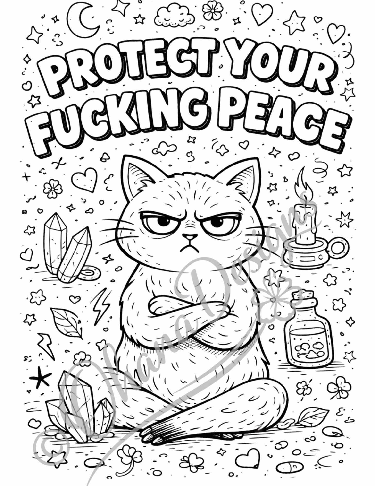 Funny Profanity Coloring Book | Adult Burnout Humor (digital Download ...