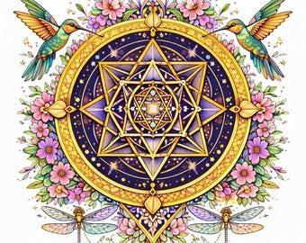 Paquete de páginas para colorear de geometría sagrada / Libro para colorear de mandalas botánicos / Dibujos espirituales para adultos / Flor de la vida, Metatrón, Arte celestial