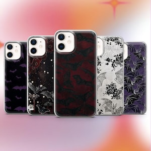 Bat Phone Case Gothic Pattern Cover for iPhone 17e, 17Pro, 16e, 16, 15, 14, 13, 12, Samsung S26, A56, S25, S24, A16, Pixel 10, 9Pro