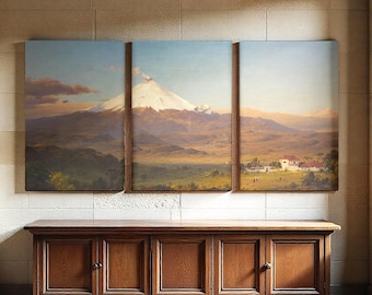 3 Panel Nature Canvas Handmade Set, Peaceful Vintage Painting Landscape Wall Art