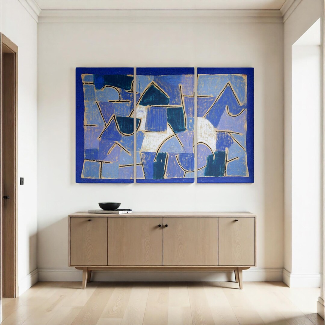 Triptych Panel 3 Panel Triptych Modern Geometric Abstract Wrapped Canvas, Paul Klee ...
