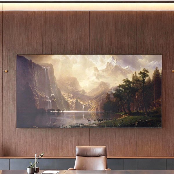 Mountain Landscape Canvas Print, Panoramic Wide, Hudson River School, Cabin Wall Art