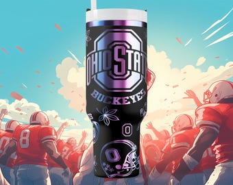 40 Unzen Ohio inspirierte Football Tumbler Wrap | PNG JPG SVG | Sofort Download