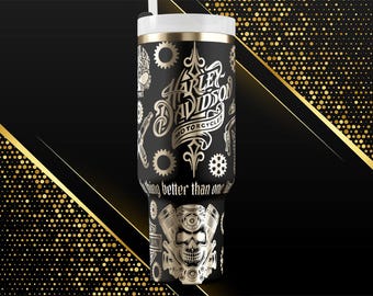 Vintage Motorradfahrer | Schädel Biker Tumbler Wrap | 40 Unzen Becher Design | Retro Digitaler Download