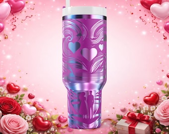 Valentines Love Tumbler Wrap | Digitaler Download | Nahtloses Design
