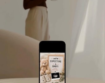 Neutral Baby Announcement Template | Pregnancy Reveal (Digital Download)