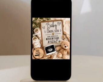 Neutral Baby Announcement Sign | Rustic Pregnancy Reveal Photo Prop