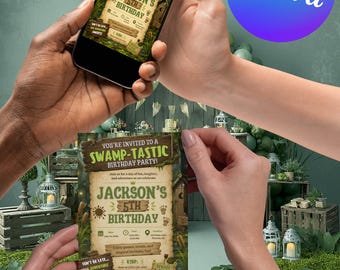 Shrek Inspired Swamp Birthday Invitation | Editable Canva Party Template (Digital Download)