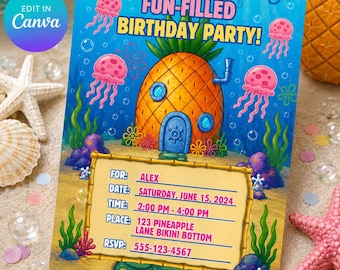 Editable SpongeBob Birthday Invitation | Under the Sea Party Template (Digital Download)