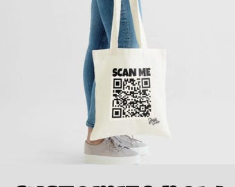 Personalized QR Code Tote Bag | Custom Business Branding, "SCAN ME" Vinyl Design