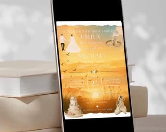 Editable Wedding Invitation Template | Rustic Sunset Mobile Invite (Digital Download)