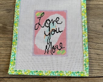 Tela per ricamo a punto croce Love You More – Design per carta Uno Reverse, ricamo a punto croce moderno dipinto a mano, regalo giocoso per chi ama ricamare