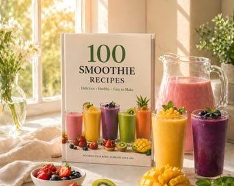 Libro electrónico con 100 recetas de batidos / Libro de recetas de batidos saludables en PDF / Guía de batidos para bajar de peso y desintoxicar / Bebidas fáciles para el desayuno