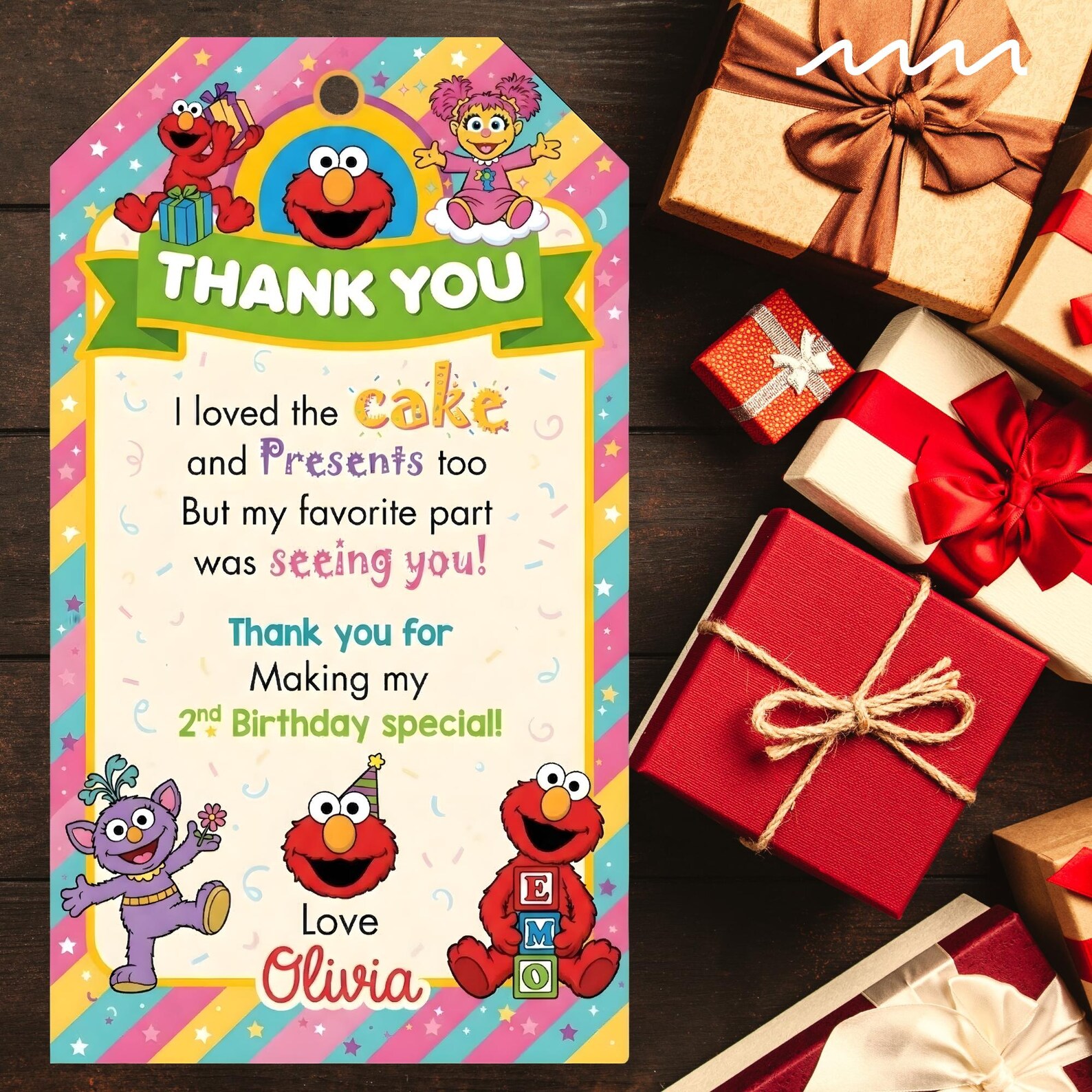 Editable Birthday Favor Tags | Elmo Inspired Thank You Tag | Kids Party ...