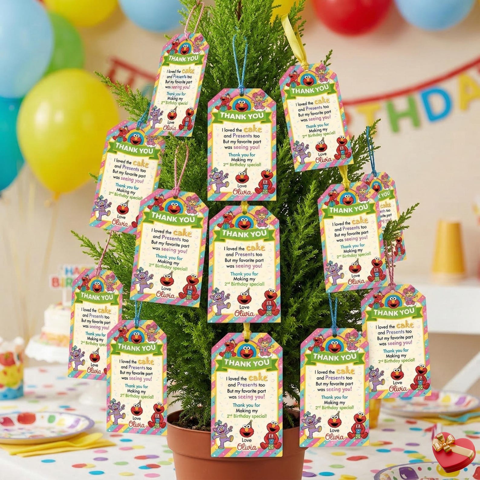 Editable Birthday Favor Tags | Elmo Inspired Thank You Tag | Kids Party ...
