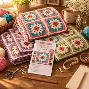 Patroon gehaakte deken grootmoeder met bloemen | Moderne gehaakte deken | Heirloom plaid | 3D-gestructureerd motief