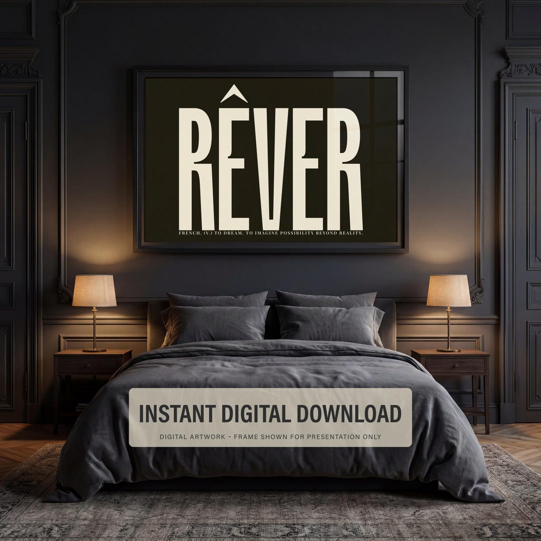 French Rever Rever Dark French Wall Art | Minimalist Typography Print | Dream ...