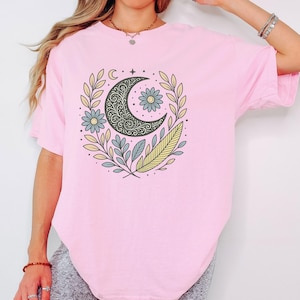 Sierlijk shirt met zonmotief gedetailleerde astrologie cadeau voor dierenriemmeisjes kristallen liefhebbers hemelse zon T-shirt sterrenbeeld shirts astrologieprint