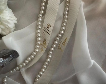 Ring band with and without pearls / Engagement band / Nisan kurdelesi incili / Name band