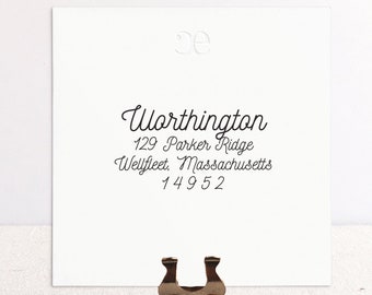 Return Address Stamp. Simple Script Wooden Address Stamp. Personalized Stamper. Custom Self-Inking Stamp. Wedding Invitation Address Stamp