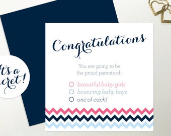 Keepsake Gender TWINS Reveal Card - Perfect Gift for Expecting Parents!