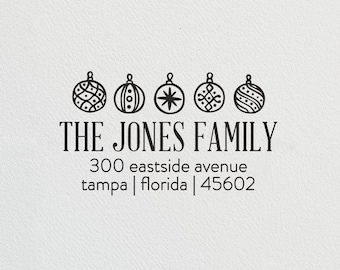 Holiday Ornament Address Stamp. Christmas Card Stamp. Family Holiday Card Stamp. Self-Inking Address Stamp. Custom Return Address Stamp.