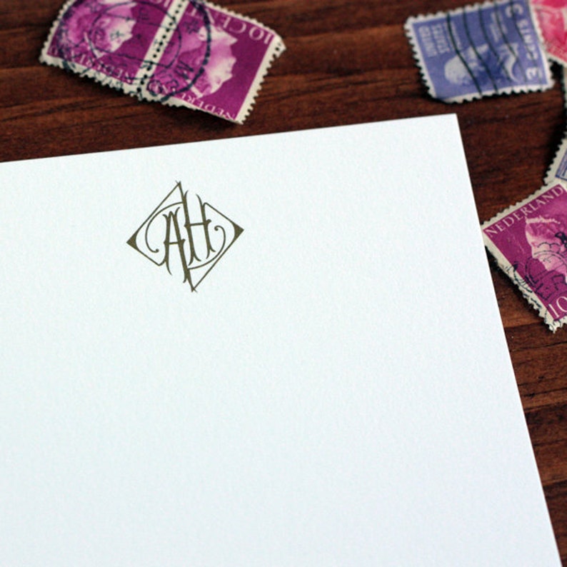 Monogram Stationery Set. Blank Cards for Handwritten Notes. Custom Monogrammed Stationery. Home Office Stationery Set for Personal Mail. image 1